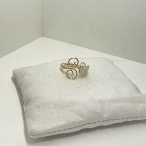 Elegant Gold Wire Wrapped Ring with Prehnite Stone